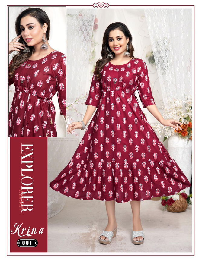 Trendy Krina Vol 1 Rayon Printed Kurtis Catalog
