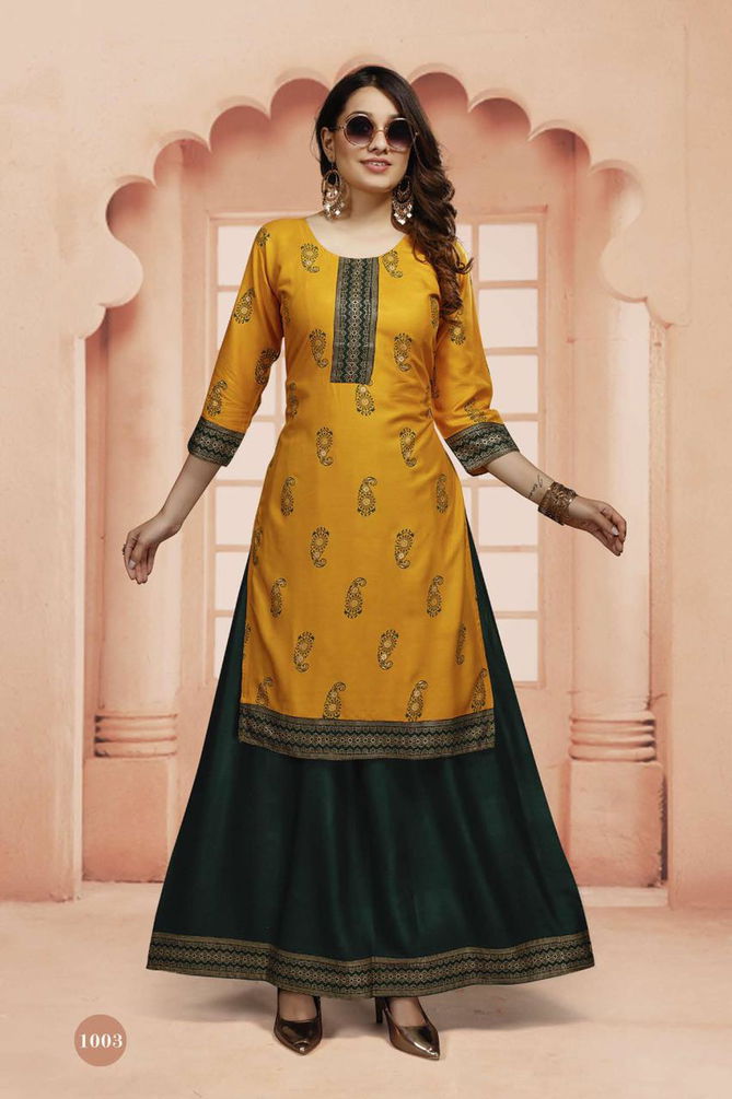 Beauty Queen Kritika 2 Designer Festive Wear Rayon Anarkali Kurti With Bottom Collection