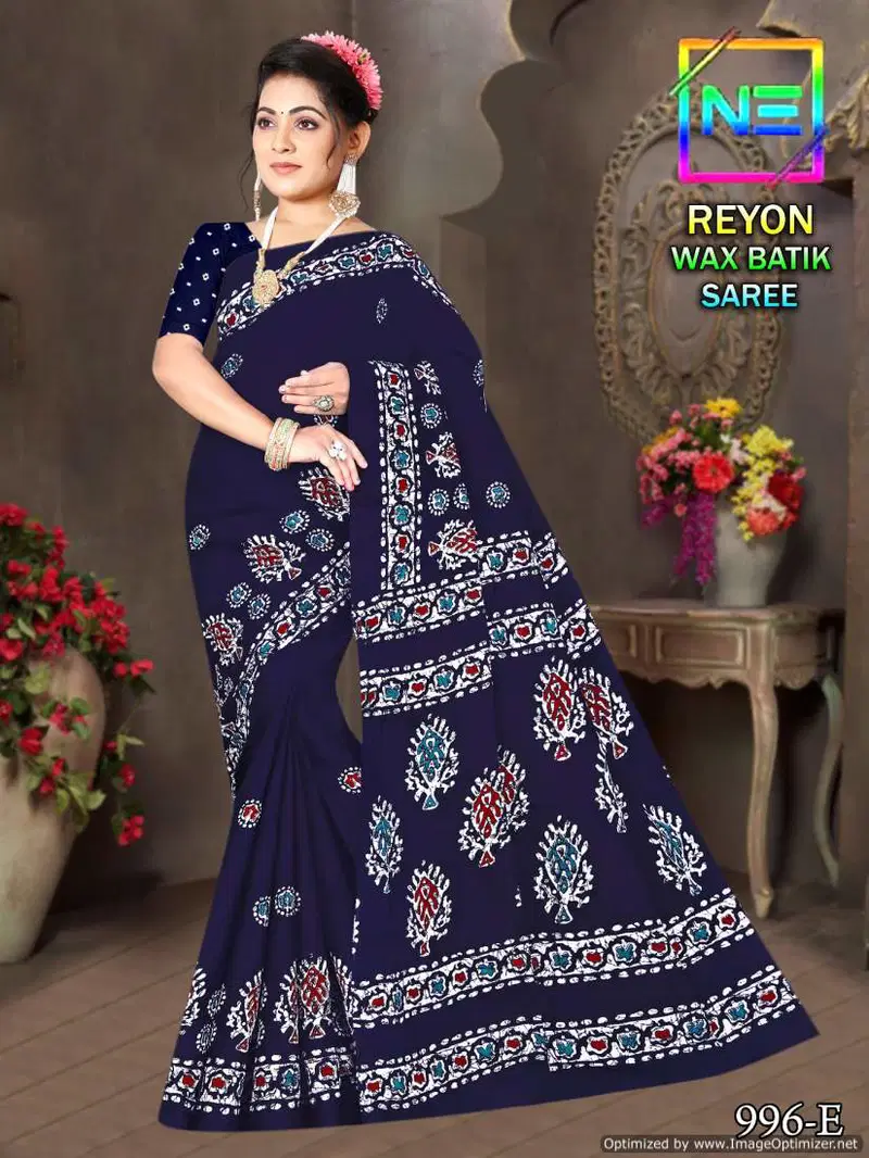 Rayon Wax Batik By Nemi Daily Wear Rayon Cotton Sarees Wholesalers In Delhi