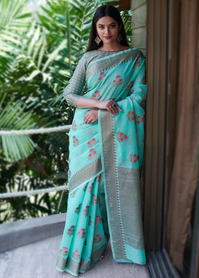 Rajyog Swaruchi Latest Fancy Designer Casual Wear Silk Soft Linen Saree Collection
