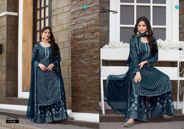 Y.c Galaxy Latest Fancy Casual Wear Georgette Top And Bottom With Heavy Chiffon Dupatta Dress Material Collection