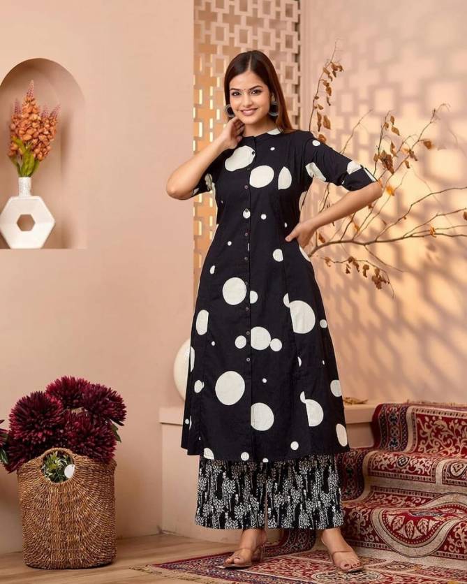 KF Kalaai Black And White Printed Kurti With Bottom Dupatta Wholesalers In Delhi
