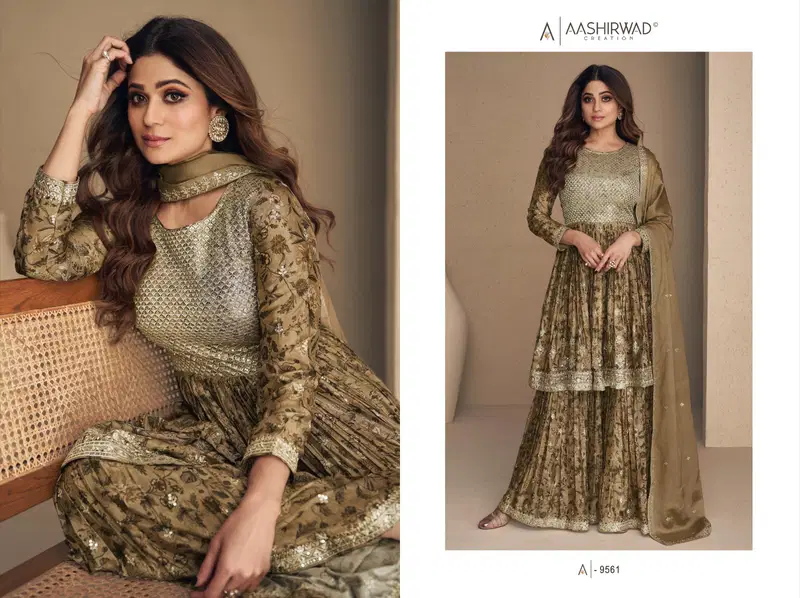 Aashirwad Gulkand Flower Designer Wedding Salwar Suit Catalog
