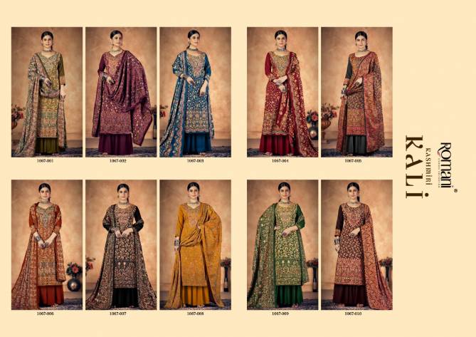 Kashmiri Kali By Romani Pashmina Dress Material Catalog