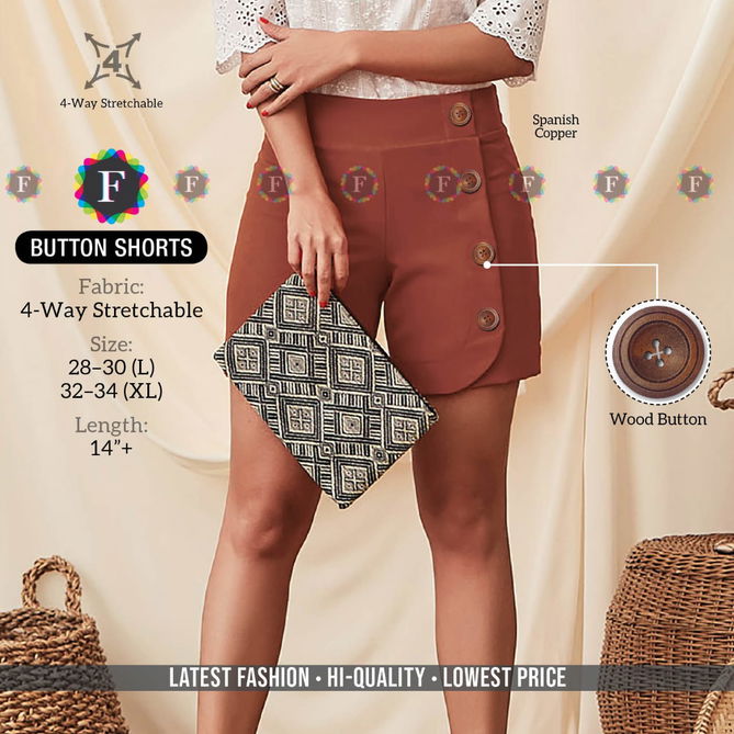 Button Shorts Latest Fancy Paery Wear Stretchable Shorts Collection
