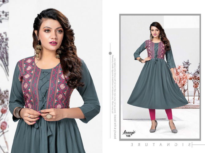 Beauty Queen Ananya Fancy Ethnic Wear Rayon Printed Anarkali Kurti Collection