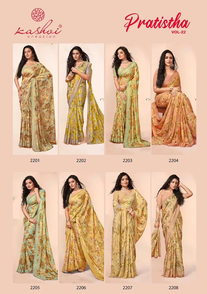 Pratistha Vol 22 By Kashvi Designer Brasso Sarees Suppliers In India