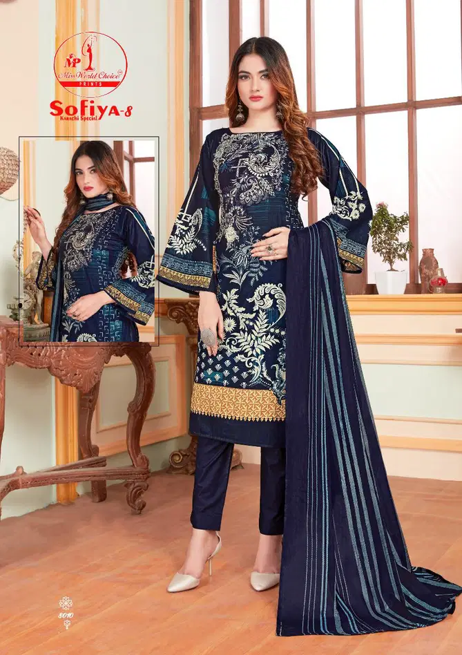 Miss World Choice Sofiya 8 Karachi Special Latest Casual Wear Pure Cotton Printed Dress Material Collection
