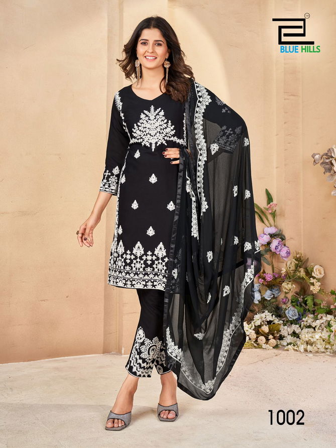 Galaxy By Blue Hills Rayon Embroidery Designer Kurti With Bottom Dupatta Wholesale Online