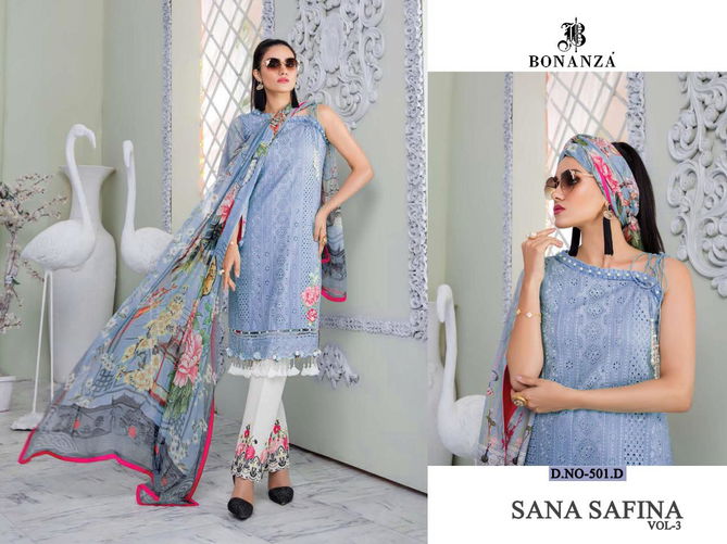 Sana safinaz Vol-3 Lawn Cotton Heavy & Sifli (Chikan Work) with Embroidery Work with Patch Work Pakistani Collections