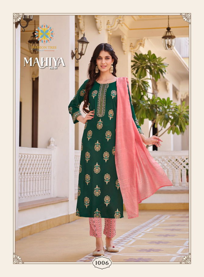 Mahiya Vol 1 By Passion Tree Straight Kurti With Bottom Dupatta