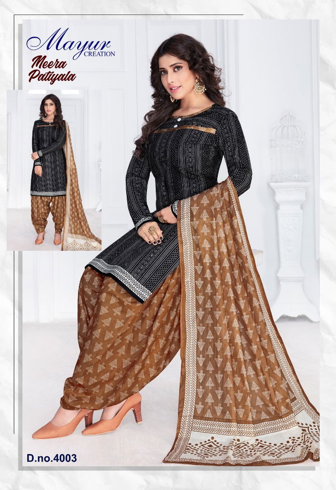 Mayur Meera Patiyala 4 Latest Fancy Regular Wear Printed Pure Cotton Readymade salwar Suit Collection
