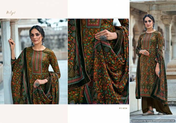 Lt Nitya Velvet 4 Nx Designer Designer Velvet Digital Print Top With Four Side Less Dupatta Dress Material Collection