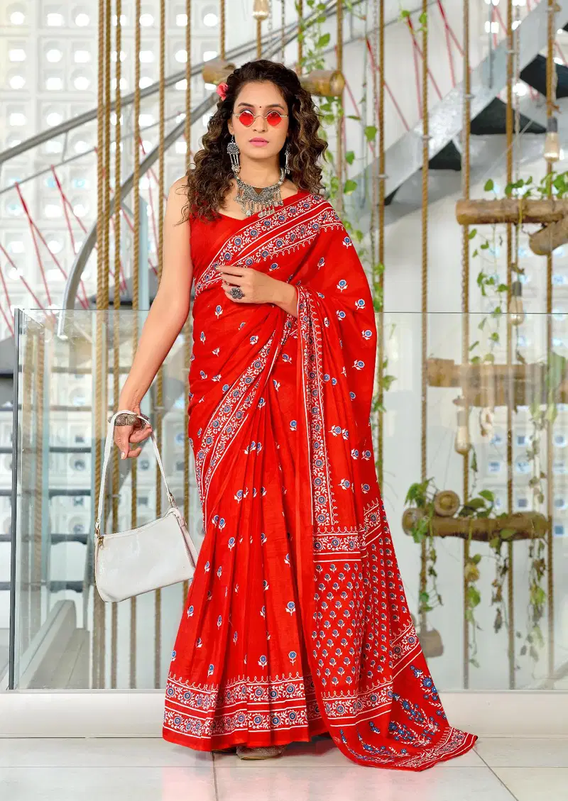 Df Aneri Casual Wear Cotton Printed Saree Collection