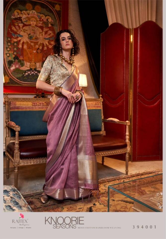 Knoorie Seasons By Rajtex Moss Chiffon Handwoven Saree Wholesale Online