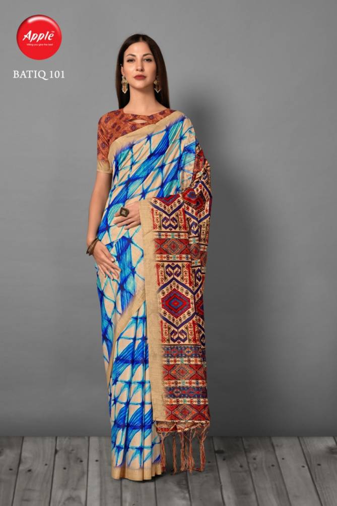 Apple Batiq Latest Fancy Designer Regular Casual Wear Printed Bhagalpuri Silk Sarees Collection
