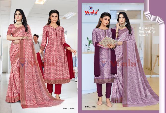 Tapsi Silk Vol 1 Printed Uniform Dress With Saree Combo Catalog
