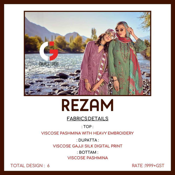 Rezam By Gull Jee Embroidery Pashmina Dress Material Suppliers In India