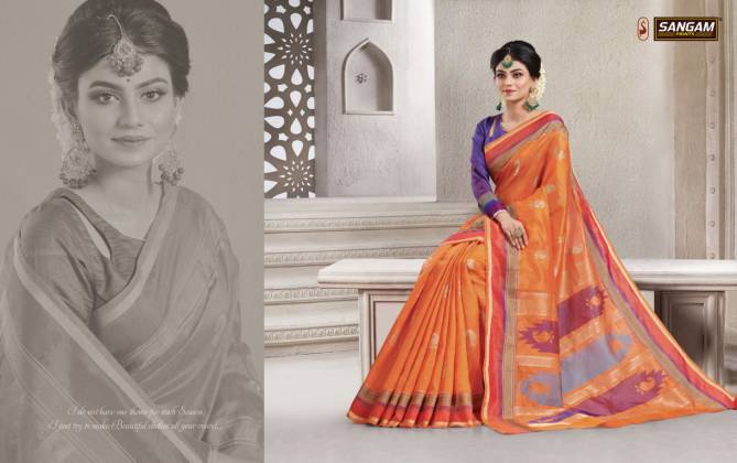 Sangam Shantiniketan Latest Heavy Designer Festive Wear Handloom Silk Fancy Sarees Collection
