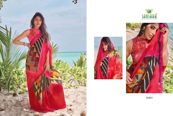 Sanskar Instagram 2 Latest Designer Printed Party Wear Or Running Wear Georgette Saree Collection 