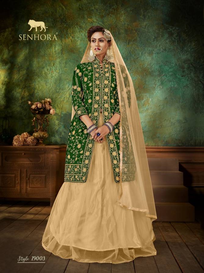 Senhora Zara 19 Colours Wedding Wear Velvet With Embroidery And Stone Work With Net Dupatta And Skirt Salwar Suits Collection
