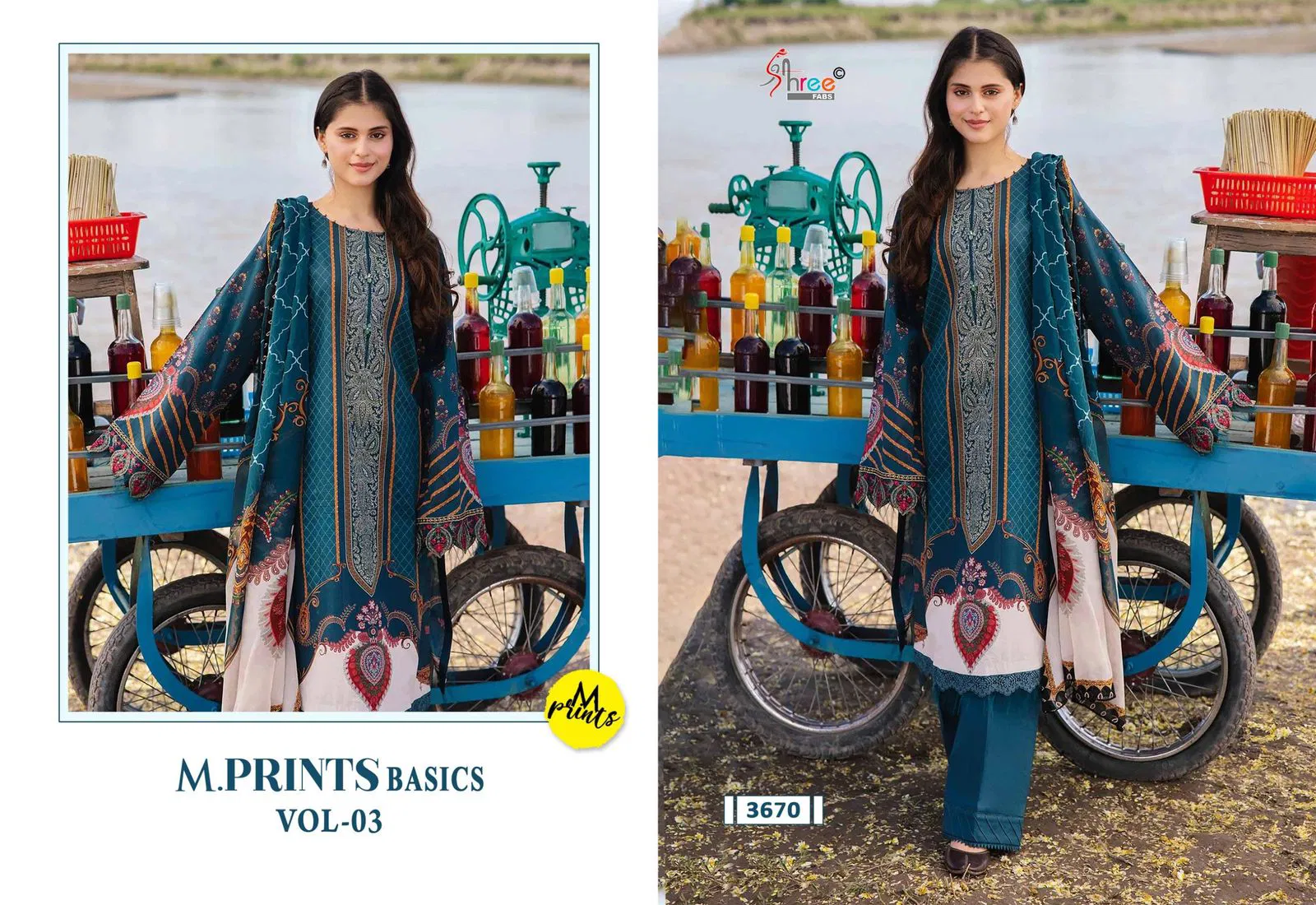 M Prints Basics Vol 3 By Shree Cotton Embroidery Pakistani Suits Wholesale Online