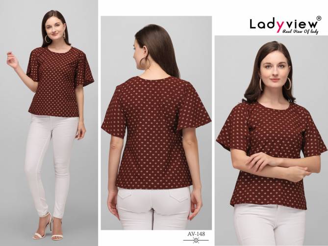 Ladyview Fancy Wear Gold Foil Printed Western Tops Collection