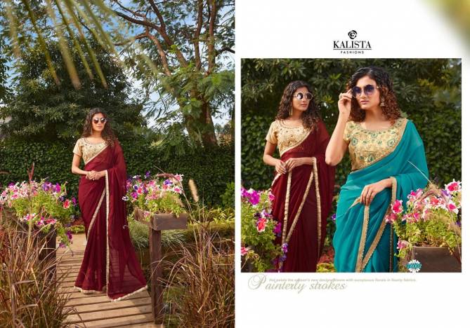Kalista Glam Girl Fancy latest Collection Festive Wear Silk Embroidery Worked Sarees Collection
