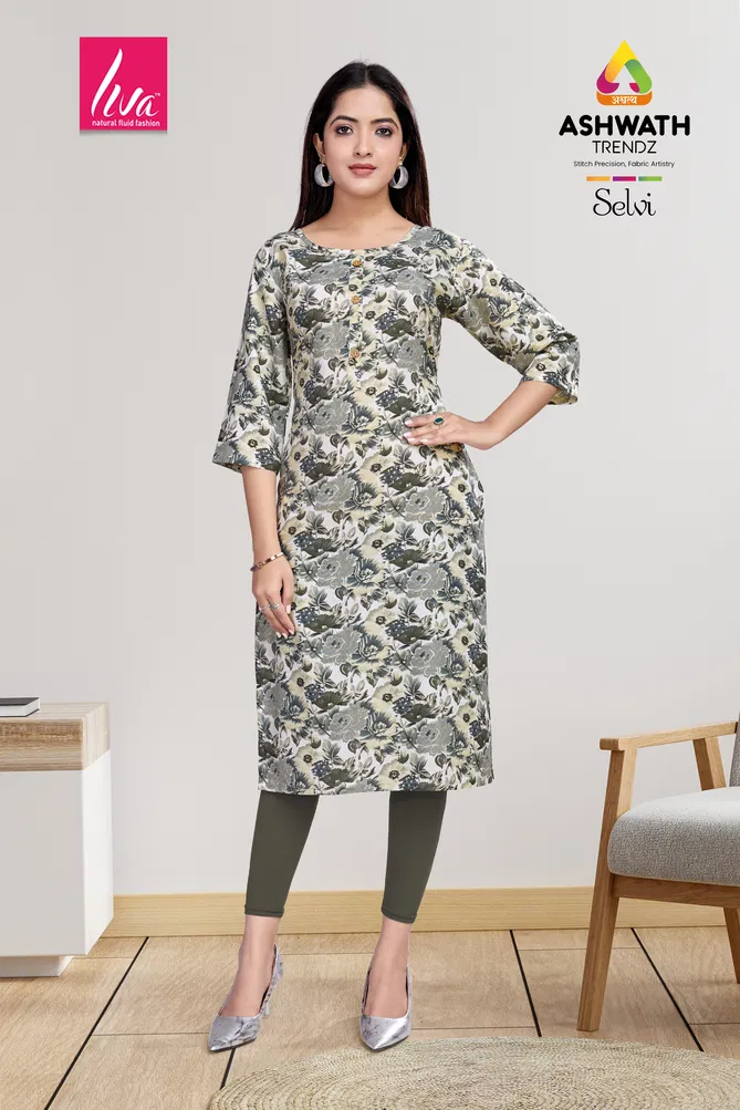 1 Selvi Ultra Premium Rayon Foil Printed Kurti Wholesale Market In Surat