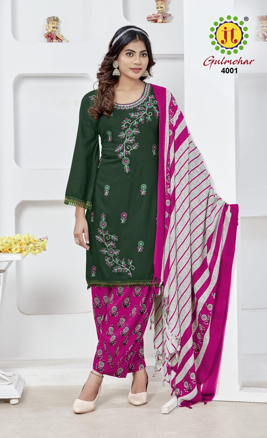 Gulmohar Vol 4 By Jt Embroidery Rayon Dress Material Suppliers In India