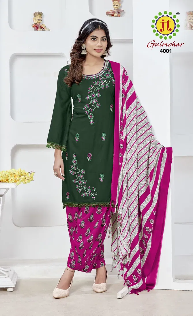 Gulmohar Vol 4 By Jt Embroidery Rayon Dress Material Suppliers In India