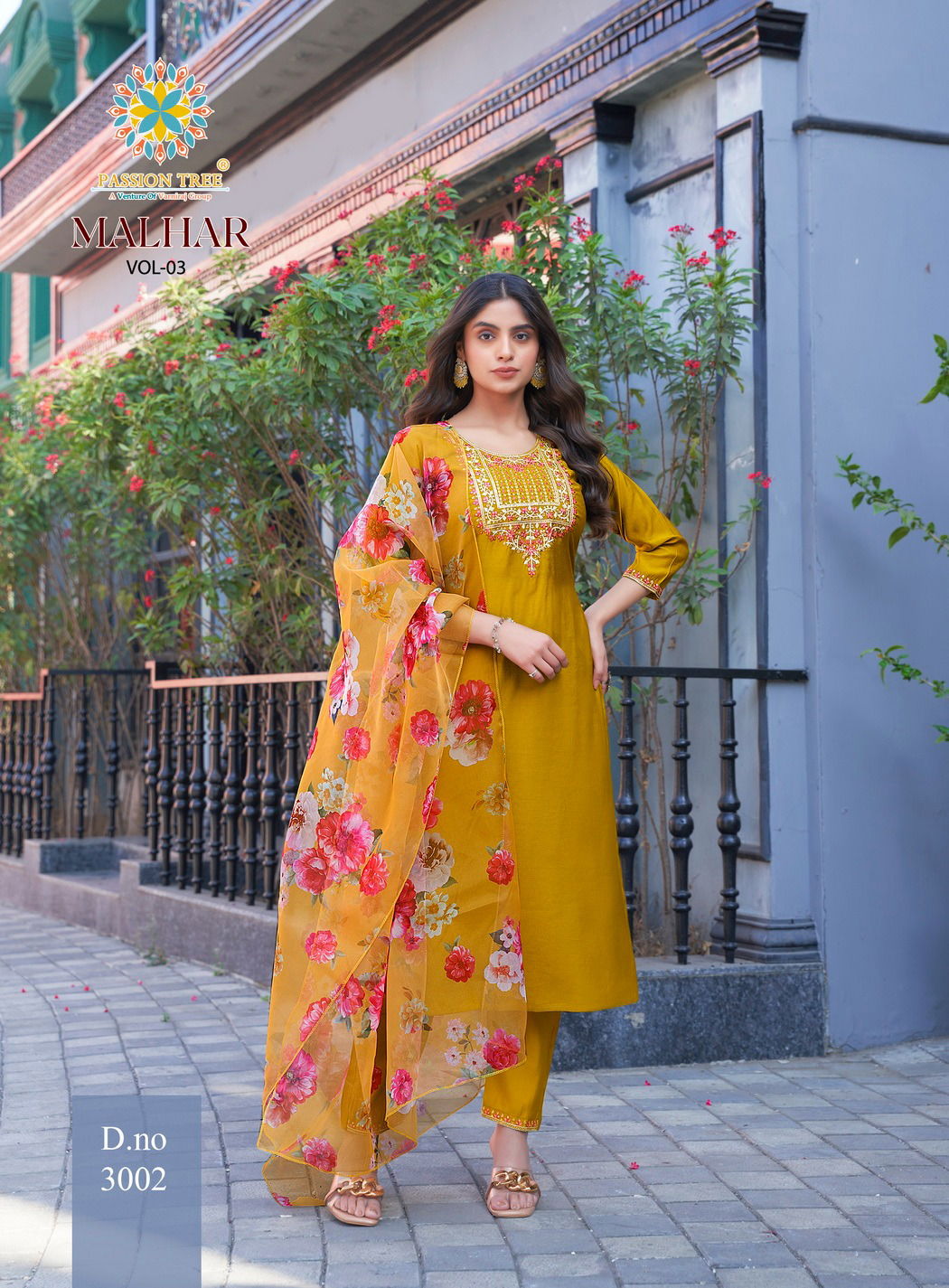 Malhar Vol 3 By Passion Tree Roman Silk Embroidery Readymade Suits Exporters In India