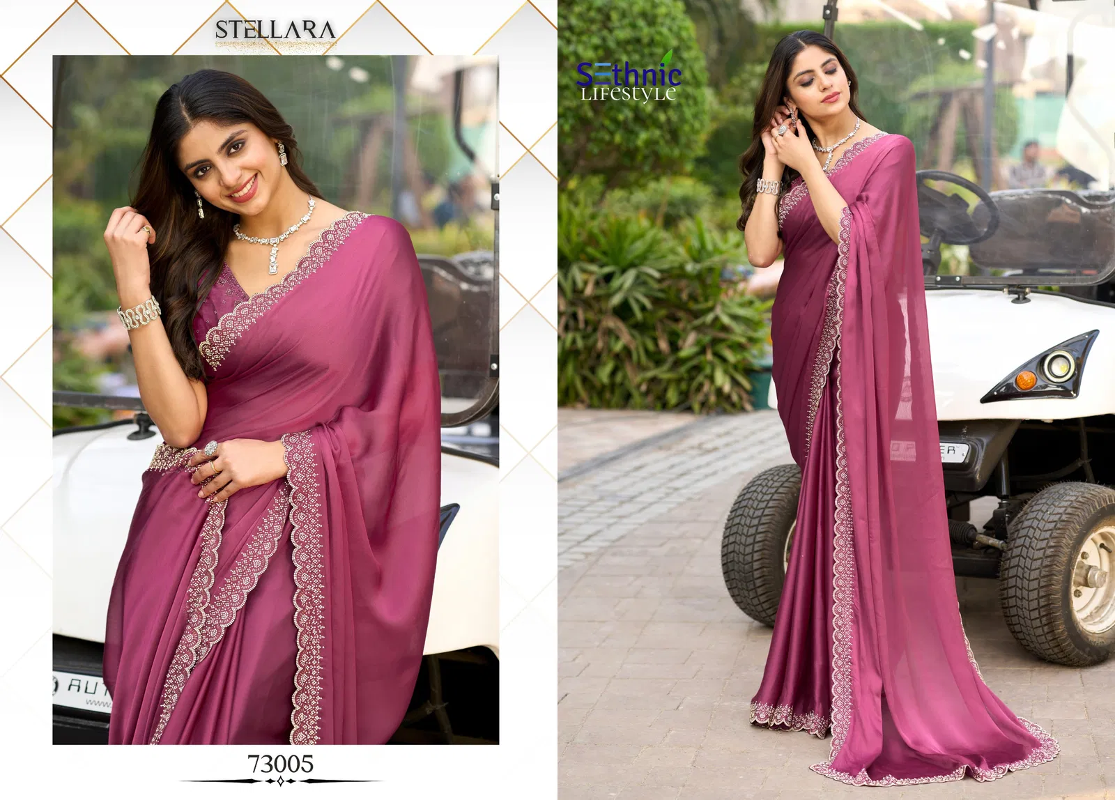 Stellara By Sethnic Satin Chiffon Designer Wear Saree Orders In India