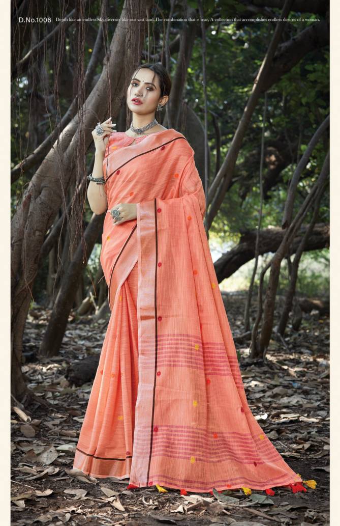 Sangam Sangeet Latest Casual Wear Linen Cotton Sarees Collection