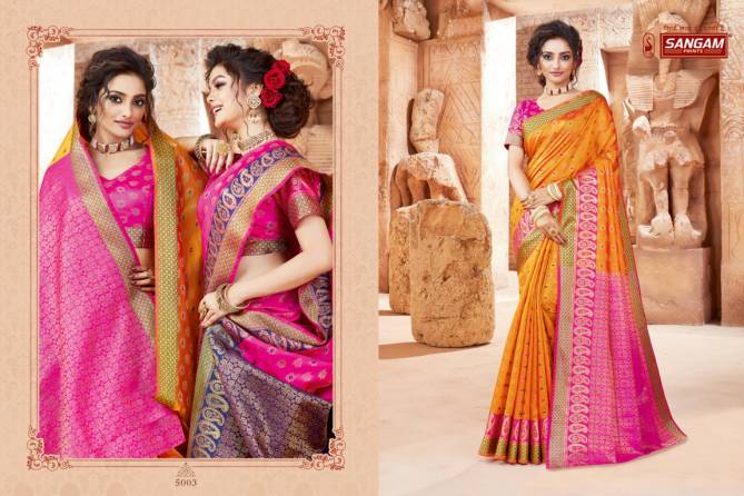 Sangam Shantanam Latest Fancy Festive Wear Heavy Handloom Silk Designer Saree Collection

