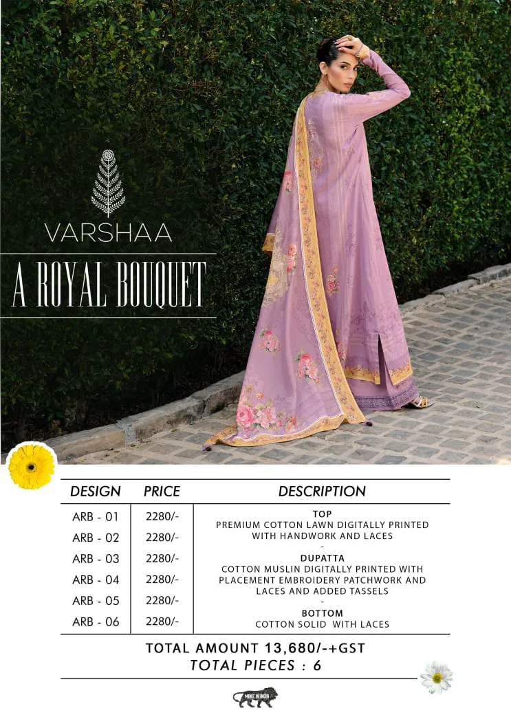 A Royal Bouquet By Varsha Lawn Cotton Printed Salwar Suits Suppliers In India