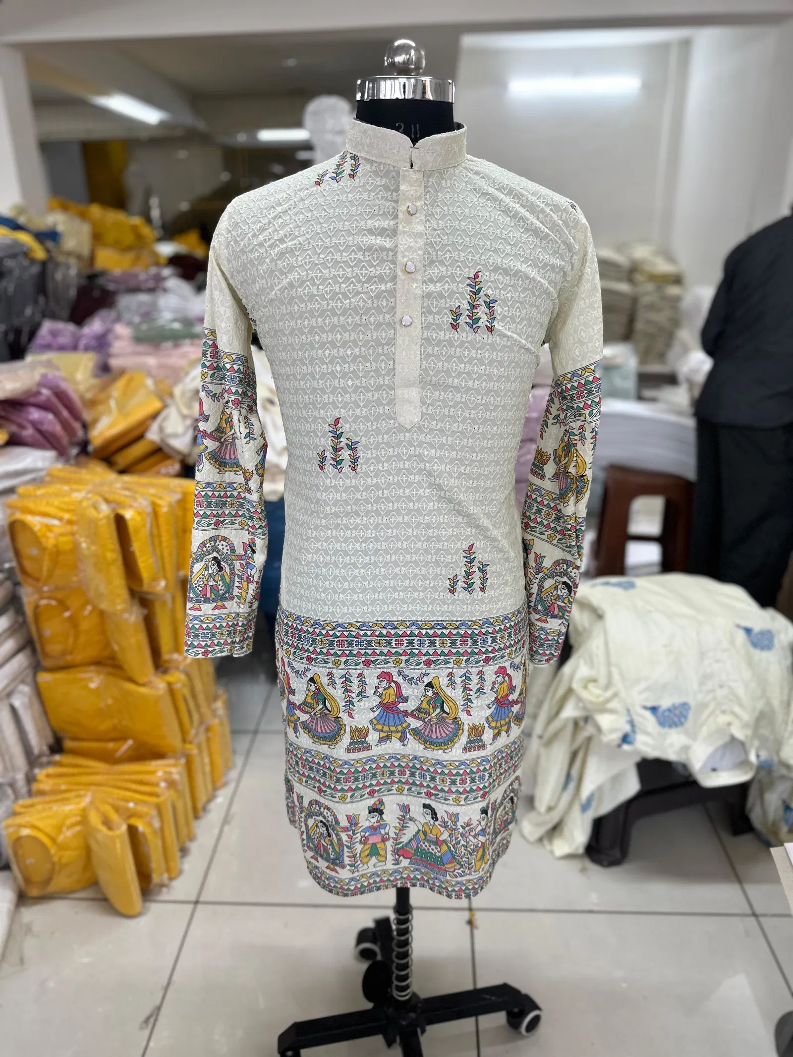 Lucknowi Works Digital Printed Mens kurta Wholesale Shop In Surat