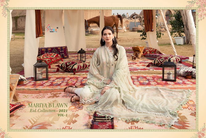 Shree Mariya B Lawn Eid Collection 2021 Vol 1 Latest Fancy Designer Festive Wear Pure Cotton Printed Pakistani Salwar Suits Collection
