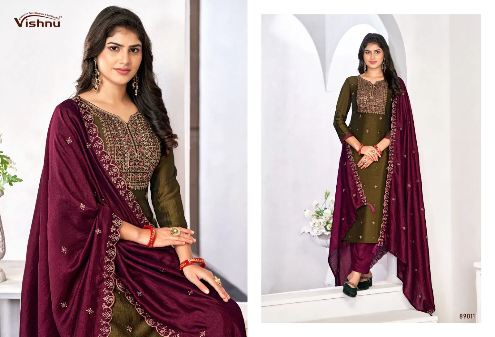 Sanwali By Vishnu Vichitra Silk Designer Dress Material Wholesale In India