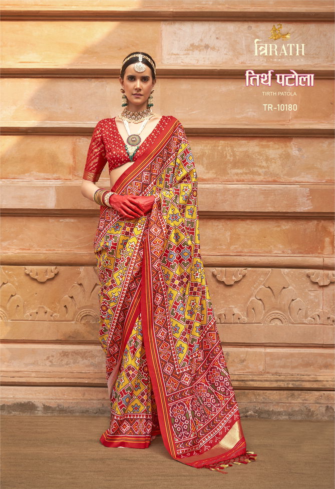 Tirth Patola By Trirath Silk Printed Wedding Wear Sarees Wholesale In India