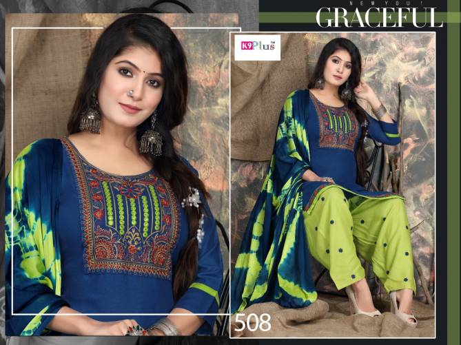 K9 Selfie 3 New Ethnic Wear Rayon Embroidery Kurti With Bottom And Dupatta Collection