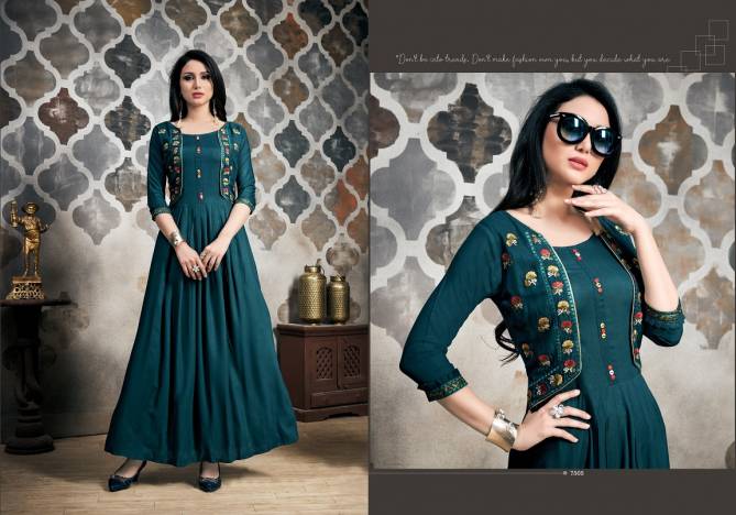 Latest Designer Heavy Cotton Party Wear Selfie Kurti Collection With Embroidery Work 