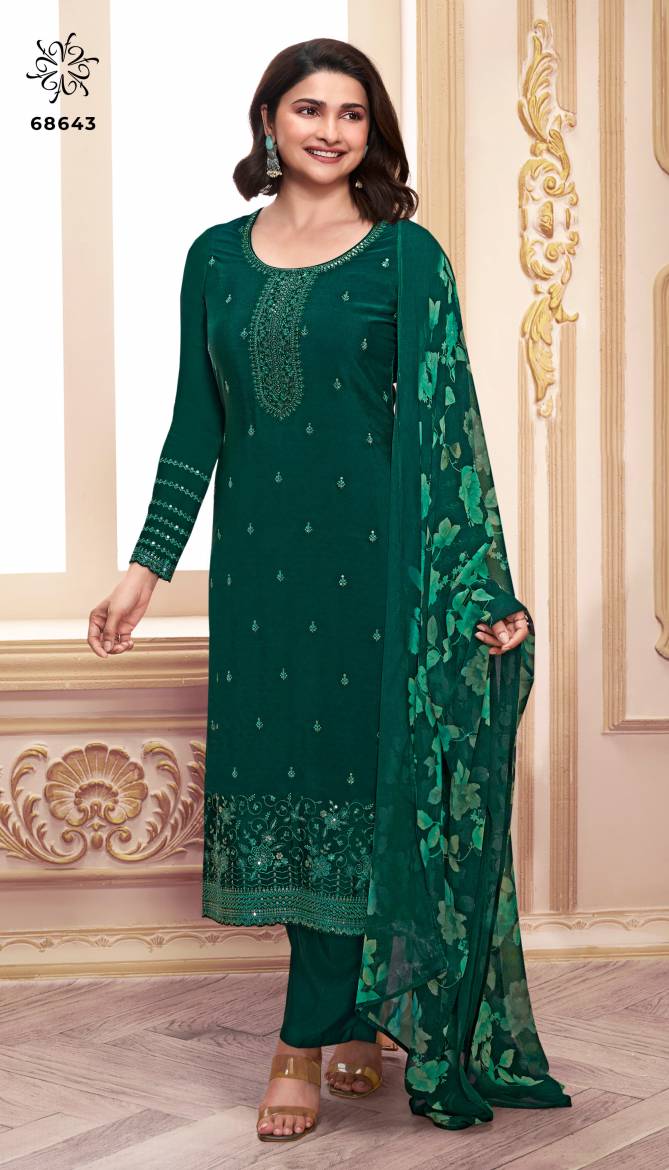 Silkina Royal Crepe 46 By Vinay Embroidery Designer Salwar Kameez Wholesale In Delhi
