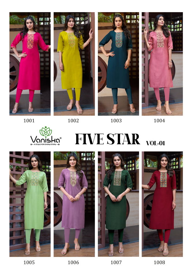 Five Star Vol 1 By Vaniska Vatican Silk Embroidery Kurtis Suppliers In India