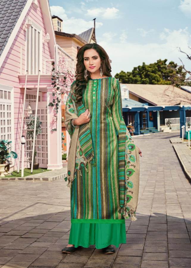 Roli Moli Minar Designer Pure Pashmina Jacquard  Print With Fancy Embroidery Work Dress Material Collection 