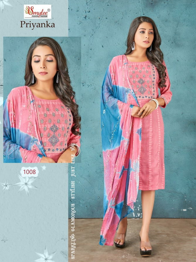 Priyanka Bombay lining Rayon Printed Kurti With Dupatta Catalog