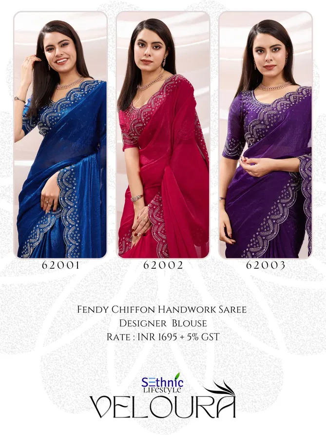 Veloura By Sethnic Velvet Chiffon Saree Wholesale Market In Surat