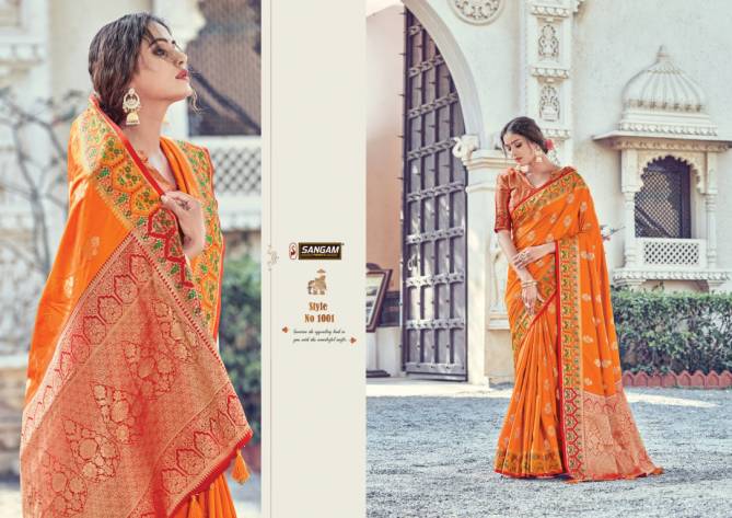 Sangam Chandchakori Latest francy Designer Silk Festive Wear Pure Silk Saree Collection
