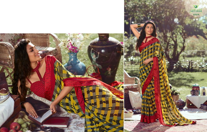 Sanskar Nadira 2 Fancy Latest Regular Casual Wear Georgette Printed Sarees Collection
