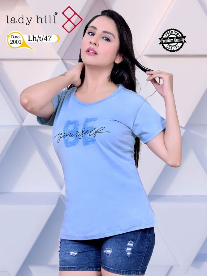 Lady Hill Tshrt 47 Latest Fancy Designer Regular Casual Wear Hosiery Cotton T-shirt Collection
